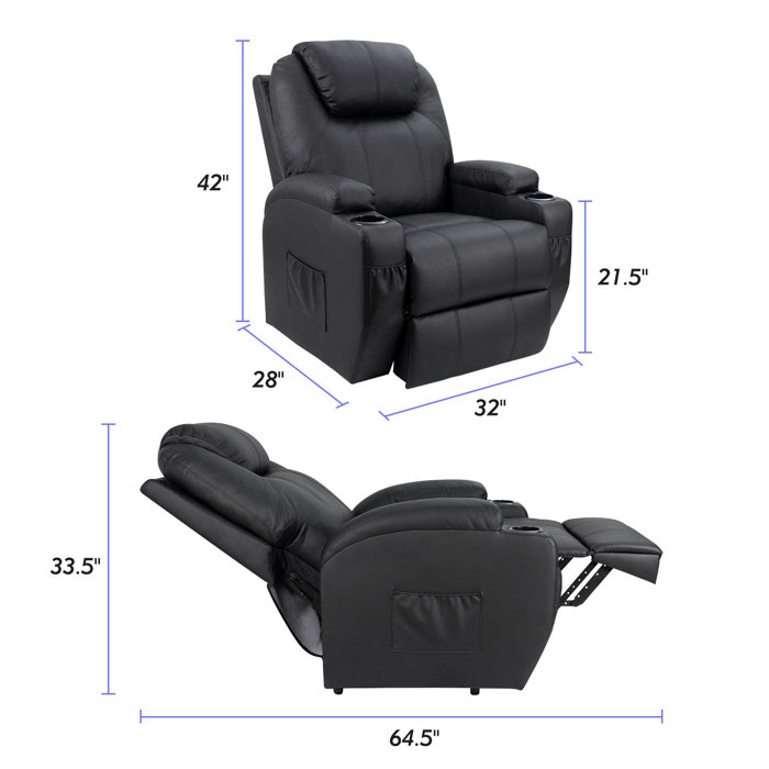 Latitude Run® Faux Leather Power Lift Recliner Chair with Massage and